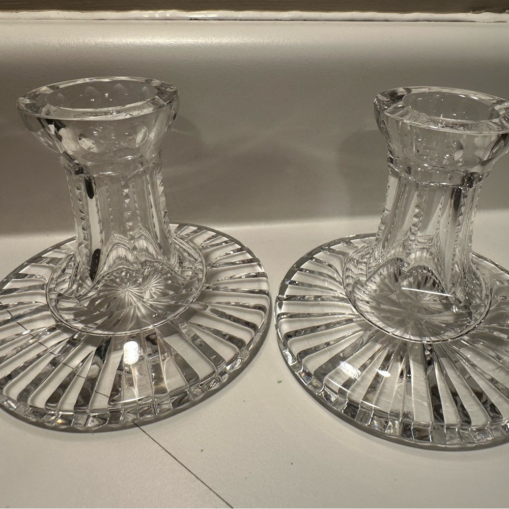 VINTAGE WATERFORD CRYSTAL LAUREL CANDLESTICK HOLDERS